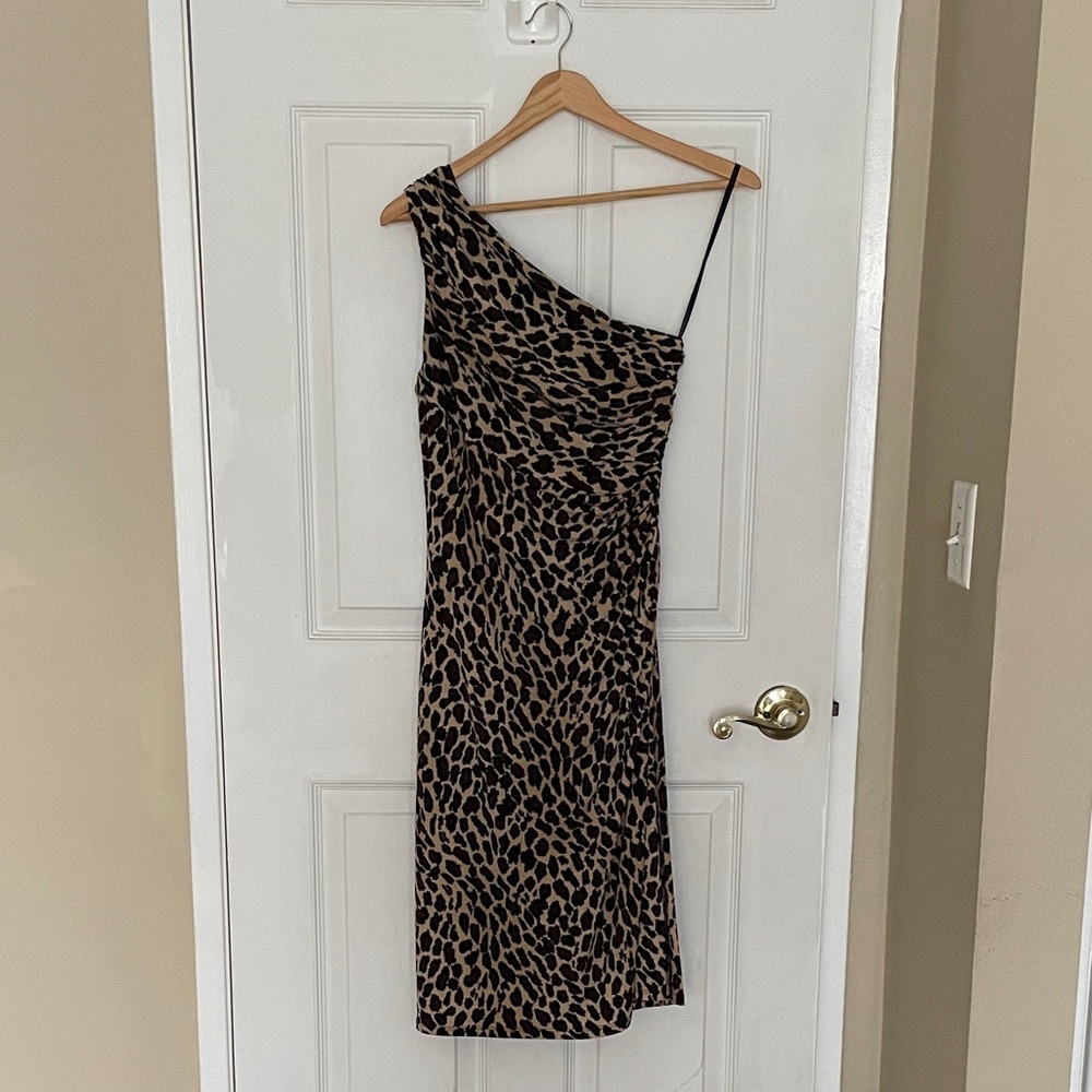Ralph Lauren One-Shoulder Animal Print Dress